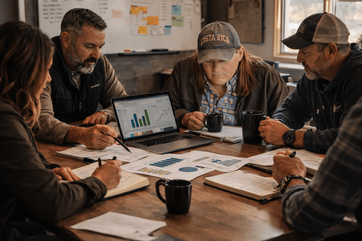 Junction Peak team reviewing financial data